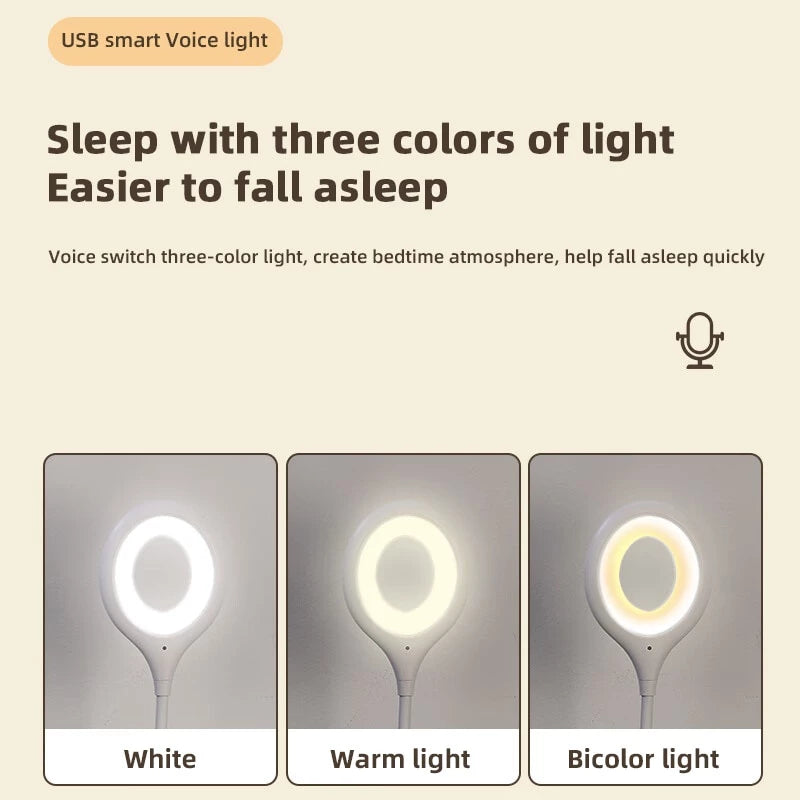 USB Intelligent Voice Control Night Lights LED Small Sleep Foldable Lamp