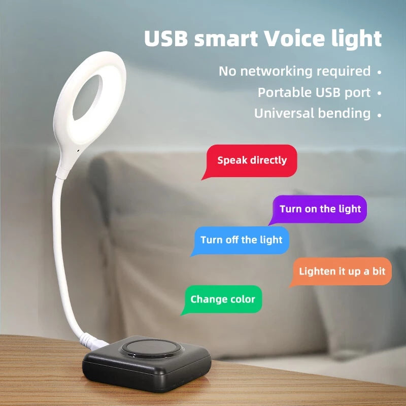 USB Intelligent Voice Control Night Lights LED Small Sleep Foldable Lamp